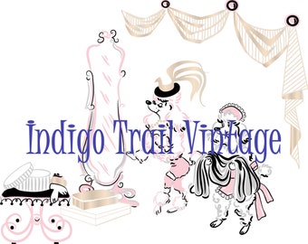 1950s Vintage Pink Poodle DIGITAL PRINT Reproduction of 1950s Wallpaper ...