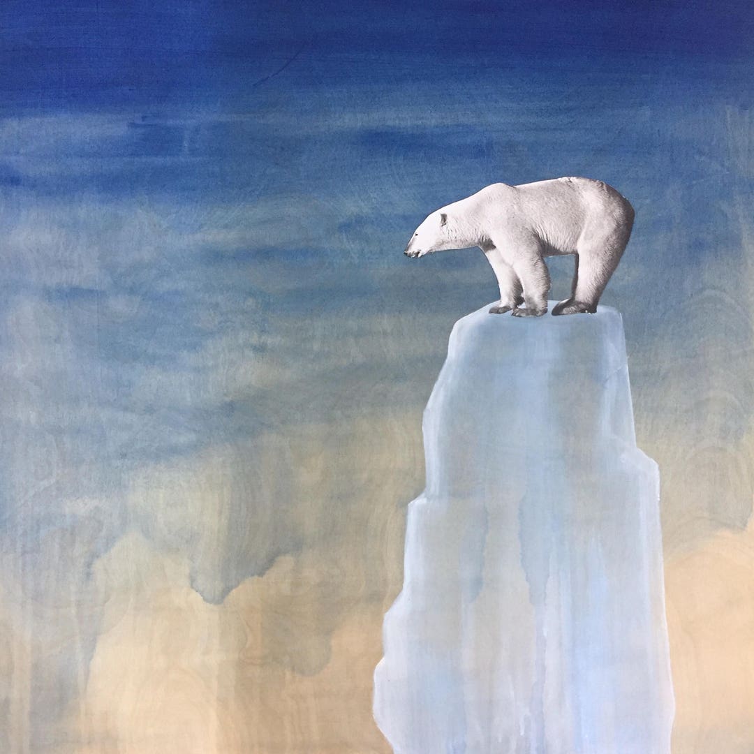Polar Bear Art Print: Climate Change, Greenland Winter Landscape