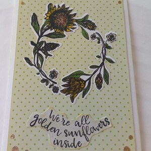Cartão de aniversário feito à mão com tema de girassol