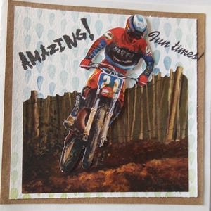 Motorcross mens card. Bespoke one off handmade card
