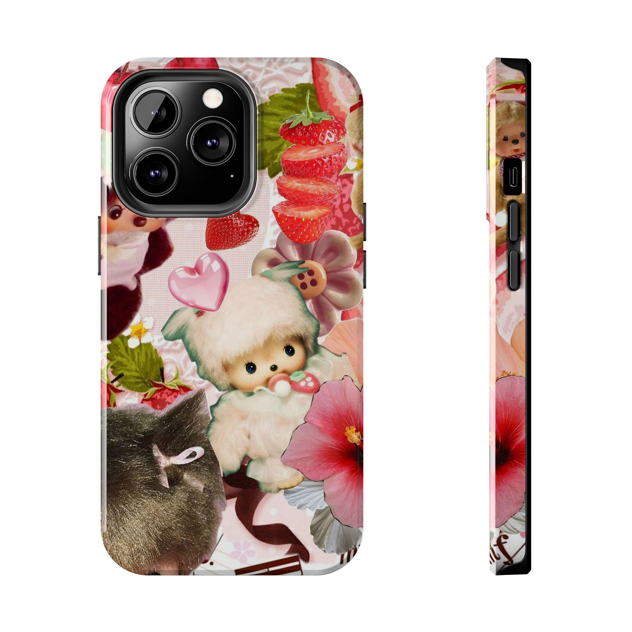 Monchhichi Doll Phone Case, Pink Cute Japanese Monkey Phone Cover