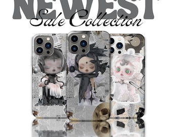Skullpanda-telefoonhoesje, blinde doos donker/zwart thema, Japanse schattige karakters collage esthetiek | iPhone 16 15 14 13 12, Samsung S24 en meer