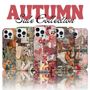 May include: A set of six phone cases with a collage of vintage images, including cowboys, cherries, and country music. The cases are all different colors and feature a variety of designs. The text on the cases includes "This Girl Loves Country Music", "Cowboy", and "Raise Hell Cowgirl".