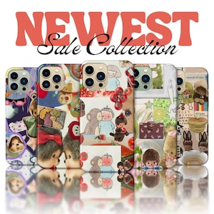 Monchhichi Handyhülle, Niedliche Japanische Affe Collage Handyhülle | iPhone 16 15 14 13 12 Pro Plus Max, Samsung S24 S23 S22 S21 und weitere