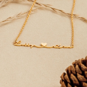 Custom Dainty Name Necklace with Heart Charm,Name Jewelry,Gold Name Necklace,Mothers Necklace,Birthday Gift,Mother&#39;s Day Gift,Gift for Mom