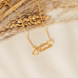 Personalisierte Namenskette mit Herz, Vergoldeter personalisierter Buchstabenschmuck, Personalisiertes Muttertagsgeschenk, Anhänger Geburtstagsgeschenk für Frauen, Geschenk für Mama
