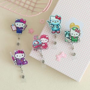 Cute Cat Badge Reel,Doctor Kitty Retractable ID Badge Holder,Nurse Cat Badge Reel,Animal Badge Reel,Medical Cute Kitty Cat Badge Reel Clips