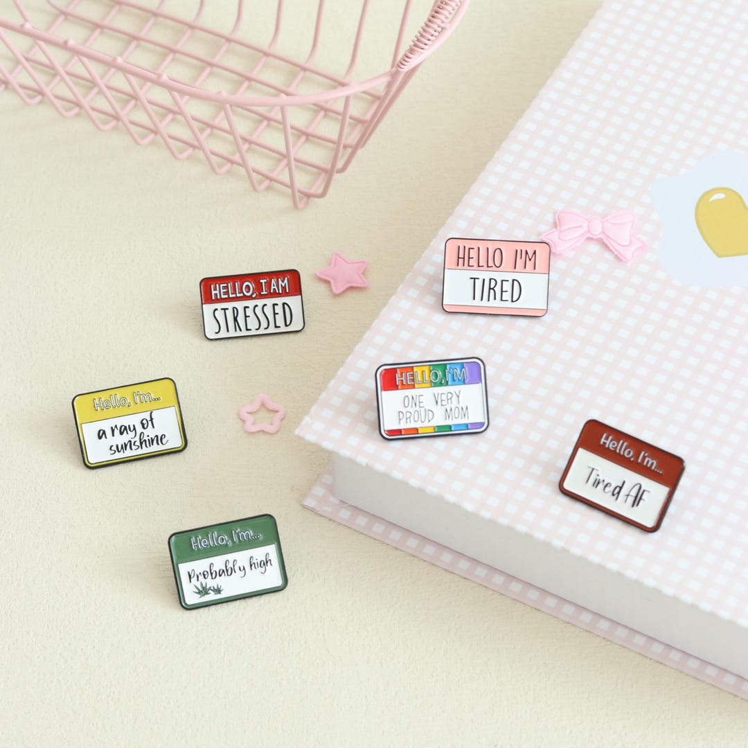 6pcs Hello, I'm Tired Enamel Brooch Pin,funny Sarcastic Lapel Pin,cute ...