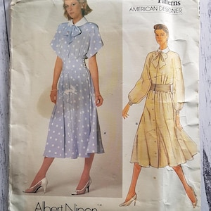 Vogue American Designer Original 1375 Vintage Albert Nipon Tucked Dress Sewing Pattern Size 10 UNCUT