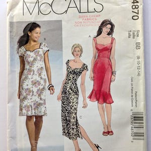 McCalls Easy Sewing Pattern M4870 Womens Petite Close Fitting Dress with Princess Seams 3 Styles Size 8-14 Uncut