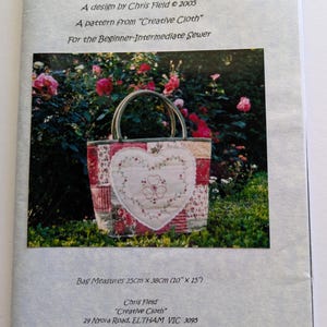 Handy Heart Bag Handbag Tote Pattern by Chris Field Creative Cloth Quilting Applique Pattern