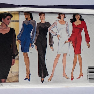 Butterick Sewing Pattern 6641 Womens Dress with Scoop Neck and Sheer Sleeves and Bodice Size 6-12 Uncut