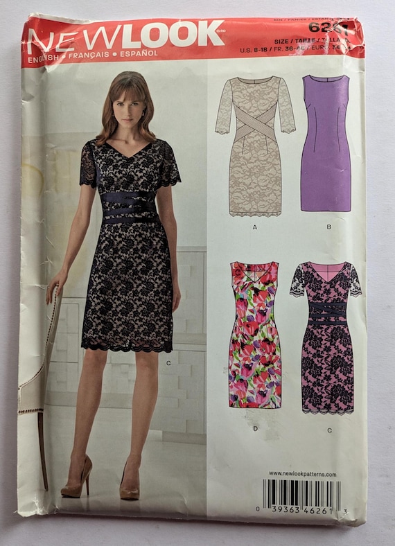 New Look 6261 Sewing Pattern Womens Knee Length Sheath Dress Size 8-18  Uncut - Etsy