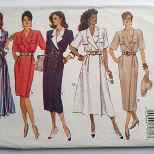 Butterick Sewing Pattern 6641 Womens Wrap Front Button Dress 5 Styles Size 12-14-16 Uncut