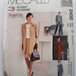 McCalls Sewing Pattern 2400 Ladies Jacket Coat Top Skirt Pants 10-14 UNCUT Womens Day Collection