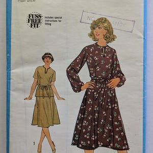 Vintage Simplicity Sewing Pattern 8666 Womens Dress or Skirt and Top Uncut Size 14 1/2 Bust 94cm Fuss Free Fit