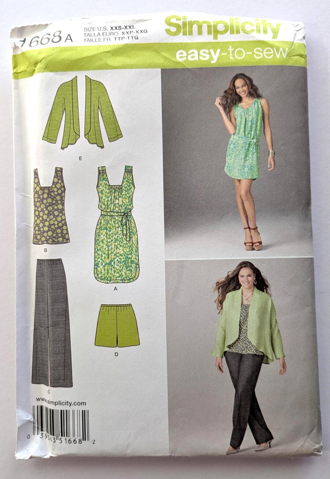 Simplicity Easy Sew 1668A Sewing Pattern Womens Dress or Tunic With ...
