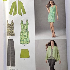 Simplicity Easy Sew 1668A Sewing Pattern Womens Dress or Tunic with Pull-On Pants Shorts and Jacket Size XXS-XXL Uncut
