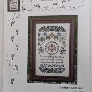 Quaker Seasons Cross Stitch Pattern Chart by Big Toe Designs Christian Bible Verse Cross Stitch Chart Only