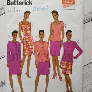 Butterick B6184 Cartamodello per abito o gonna semi aderente foderato da donna, NON TAGLIATO, taglia 6-14
