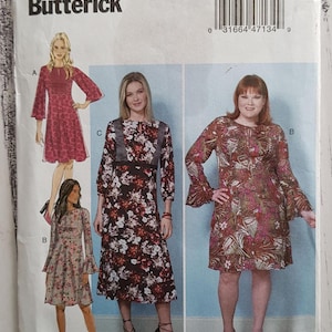 Butterick B6491 Cartamodello per abito attillato da donna al ginocchio NON TAGLIATO Taglia 18W-24W