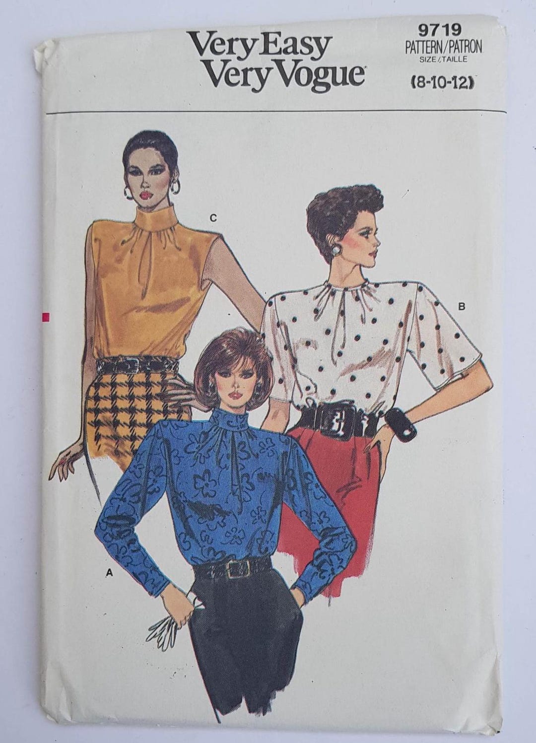 Very Easy Very Vogue Sewing Pattern 9719 Misses Loose Fitting Blouses ...