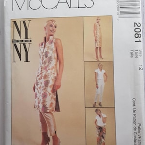 McCalls Sewing Pattern 2081 Womens Lined Dress Sarong Top Pants Size 12 UNCUT