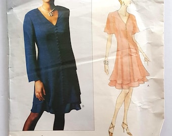 Modello di cucito Vogue 1413: abito con scollo a V di Tom & Linda Platt, taglia 12-16, NON TAGLIATO