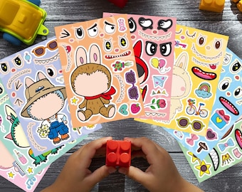 Adesivi Labubu, adesivi blind box, adesivi mostro Zimomo, adesivi Pop Mart, sacchetti regalo con adesivi misteriosi, bomboniere, adesivi per auto