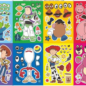 32 naklejki Buzz Lightyear, interaktywne puzzle z kreskówek Toy Story, naklejki DIY na notatniki, prezenty na imprezę, naklejki na twarz, naklejki z kreskówek