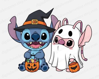 Stitch Angel Halloween PNG Clipart | Digital Download | High-Resolution Transparent Background | Sublimation & Craft Use | Halloween Stitch