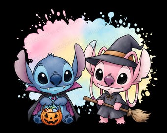 Stitch Angel Halloween PNG Clipart | Digital Download | High-Resolution Transparent Background | Sublimation & Craft Use | Halloween Stitch