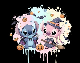 Stitch Angel Halloween PNG Clipart | Digital Download | High-Resolution Transparent Background | Sublimation & Craft Use | Halloween Stitch