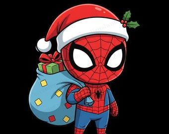 Spiderman Christmas PNG Clipart | Digital Download | High-Resolution Transparent Background | Sublimation & Craft Use | Spidey Santa Claus