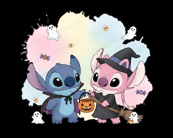 Stitch Angel Halloween PNG Clipart | Digital Download | High-Resolution Transparent Background | Sublimation & Craft Use | Halloween Stitch