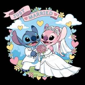 Stitch Angel Wedding PNG Clipart | Digital Download | High-Resolution Transparent Background | Sublimation & Craft Use | Stitch Angel Love
