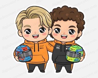 Lando Norris Oscar Piastri cute PNG Clipart Digital Download High Resolution Transparent Background  Sublimation Craft Formula 1 Watercolor