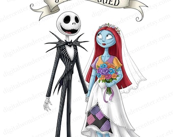 Jack Sally Wedding PNG Clipart | Digital Download | High-Resolution Transparent Background | Sublimation & Craft Use | Jack Sally Love Marry