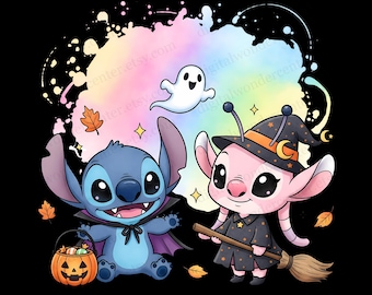 Stitch Angel Halloween PNG Clipart | Digital Download | High-Resolution Transparent Background | Sublimation & Craft Use | Halloween Stitch