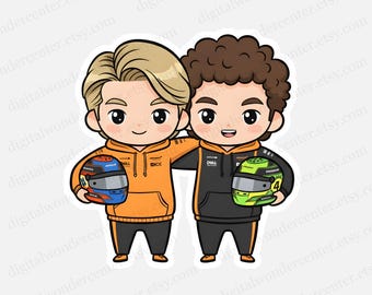 Lando Norris Oscar Piastri cute PNG Clipart Digital Download High Resolution Transparent Background  Sublimation Craft Formula 1 Watercolor