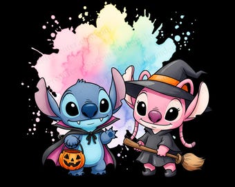 Stitch Angel Halloween PNG Clipart | Digital Download | High-Resolution Transparent Background | Sublimation & Craft Use | Halloween Stitch
