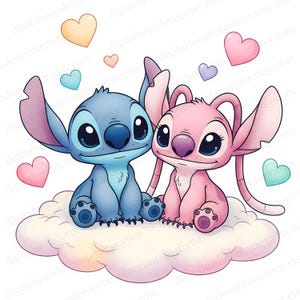 Stitch Angel PNG Clipart | Digital nedladdning | Högupplöst transparent bakgrund | Sublimering och hantverksanvändning | Stitch Angel Love