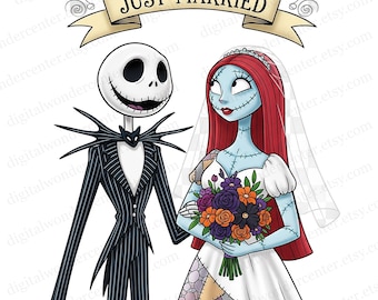 Jack Sally Wedding PNG Clipart | Digital Download | High-Resolution Transparent Background | Sublimation & Craft Use | Jack Sally Love Marry
