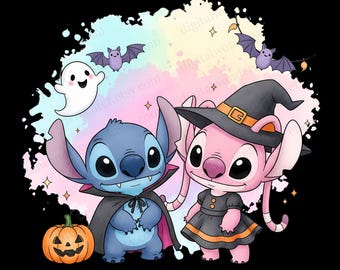 Stitch Angel Halloween PNG Clipart | Digital Download | High-Resolution Transparent Background | Sublimation & Craft Use | Halloween Stitch
