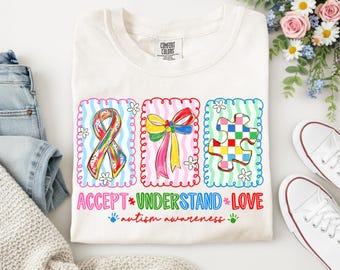 Autism Awareness Graphic Tee-Accept, understand and Love