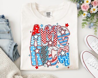 America Patriotic Bow Shirt | Trendy Coquette Fourth of July Graphic Tee