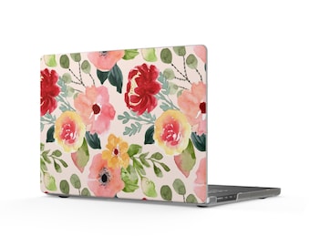 Floral Watercolor MacBook Case Pink Peony Laptop Skin