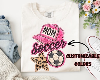 Customizable Soccer Mom Tee – Pick Your Colors | Trendy Leopard Star & Mom Hat