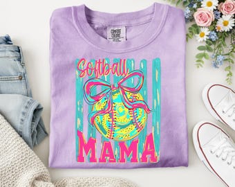 Softball Mama Shirt | Komfort Farben Softball Mom Tee | Spieltag Bogen Design
