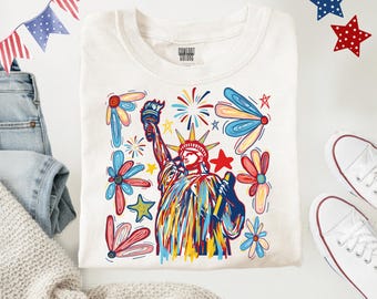 Retro Statue of Liberty Patriotic Shirt | Artistic Fourth of July Graphic Tee